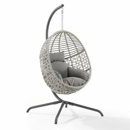 INVERNADERO 76.75 x 57.13 x 57.13 in. Indoor & Outdoor Wicker Hanging Egg Chair, Gray IN3042835